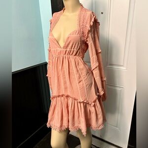 ASOS Design Long Sleeve Tiered Minu Dress with Back Cutout Size 4